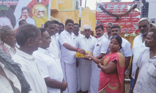 அ.தி.மு.க.வின் 51-வது பொன்விழா ஆண்டையொட்டி   நல்லம்பள்ளி ஒன்றியம் முழுவதும் கொடியேற்றி இனிப்பு வழங்கி கொண்டாட்டம்