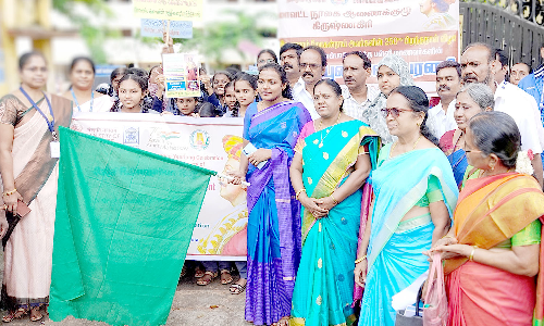 ஓசூரில் பெண்கள் மேம்பாடு குறித்த விழிப்புணர்வு பேரணி  -சப்- கலெக்டர் கொடியசைத்து தொடங்கி வைத்தார்