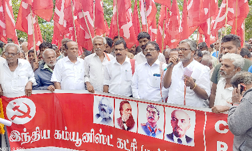 ஓசூரில் சி.பி.எம் கட்சி சார்பில் ஆர்ப்பாட்டம்