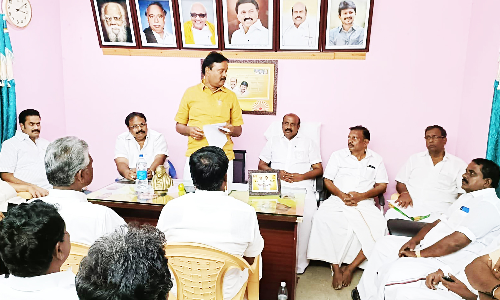 உதயநிதி ஸ்டாலினுக்கு சிறப்பான வரவேற்பு அளிப்பது குறித்து ஆலோசனைக் கூட்டம்