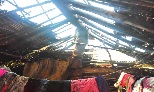 பட்டாசு விழுந்து குடிசை வீடு எரிந்து நாசம்