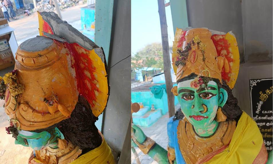 திண்டுக்கல்லில் அம்மன் சிலையை உடைத்த மர்ம கும்பல்- உண்டியலில் பணம் இல்லாததால் ஆத்திரம் திண்டுக்கல்லில் அம்மன் சிலையை உடைத்த மர்ம கும்பல்- உண்டியலில் பணம் இல்லாததால் ஆத்திரம்