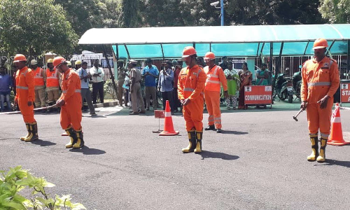 வடகிழக்கு பருவமழை- கல்பாக்கம் அணுமின் நிலையத்தில் தேசிய பேரிடர் மீட்பு படையினர் பாதுகாப்பு ஒத்திகை