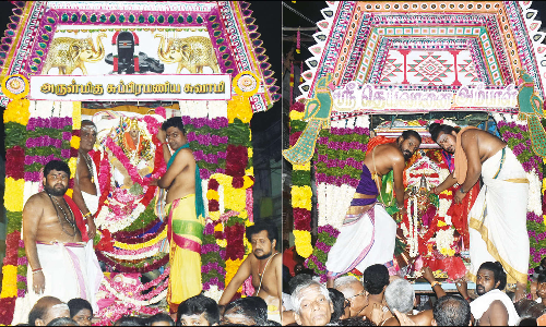 திருச்செந்தூரில் சுவாமி குமரவிடங்க பெருமான்- தெய்வானை அம்பாள் திருக்கல்யாணம்