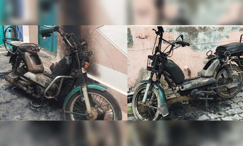 எரியோட்டில் மீண்டும் பரபரப்பு 2 மோட்டார் சைக்கிள்களுக்கு   தீ வைத்த சைக்கோ வாலிபர் சந்தேகத்தின் பேரில் ஒருவரிடம் விசாரணை