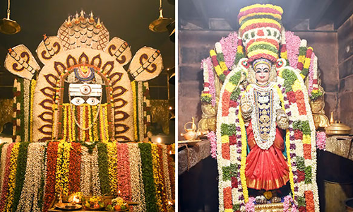 மாமன்னர் ராஜராஜசோழன் சதய விழா; பெருவுடையார்- பெரியநாயகி அம்மன் சிறப்பு மலர் அலங்காரத்தில் அருள்பாலிப்பு