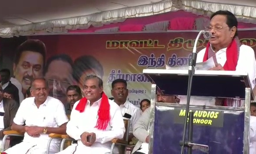 மத்தியில் யார் ஆட்சி அமைத்தாலும் இந்தியை திணிப்பதில் ஆர்வம் காட்டுகின்றனர்-அமைச்சர் துரைமுருகன் குற்றச்சாட்டு