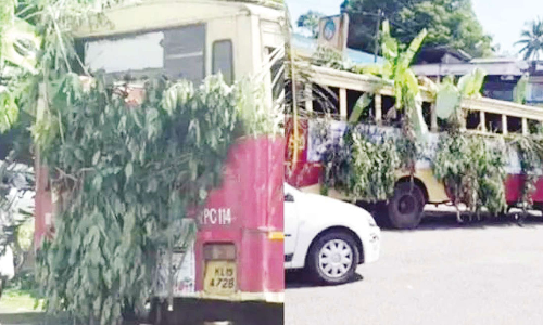 திருமண கோஷ்டியினர் சென்ற அரசு பஸ்சுக்கு மிதமிஞ்சிய தோரணம்- டிரைவர் மீது நடவடிக்கை