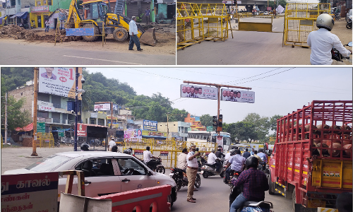 சத்துவாச்சாரியில் பாதாள சாக்கடை பணியால் போக்குவரத்து நெரிசல்