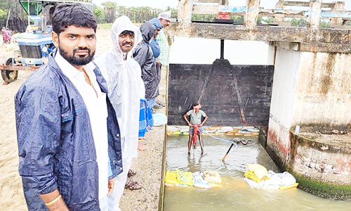 வயல்களில் தேங்கிய மழைநீரை வடியவைக்கும் பணி தீவிரம்