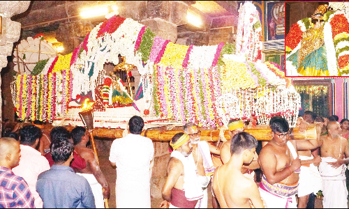 உறையூர் கமலவல்லி நாச்சியார் கோவிலில்பூ பல்லக்குடன் ஊஞ்சல் உற்சவம் நிறைவு