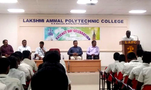 கோவில்பட்டி லட்சுமி அம்மாள் பாலிடெக்னிக் கல்லூரியில் உலக அறிவியல் தின விழா