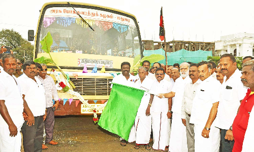 திண்டுக்கல் மாவட்டத்தில் 10 புதிய வழித்தடத்தில் அரசு பஸ் சேவை அமைச்சர் இ.பெரியசாமி தொடங்கி வைத்தார்