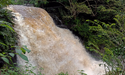 புல்லாவெளி நீர்வீழ்ச்சியில் கன மழையால் ஆர்ப்பரித்து கொட்டும் தண்ணீர்