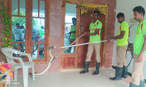 வெள்ளகோவிலில் வீட்டிற்குள் புகுந்த  விஷப்பாம்பு