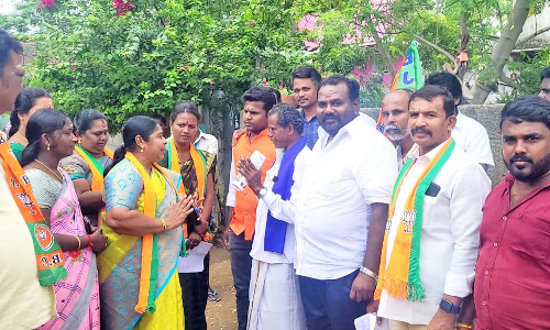 தூத்துக்குடியில் பா.ஜ.க. சார்பில் மத்திய அரசின் சாதனை விளக்க துண்டுபிரசுரம் வழங்கல்