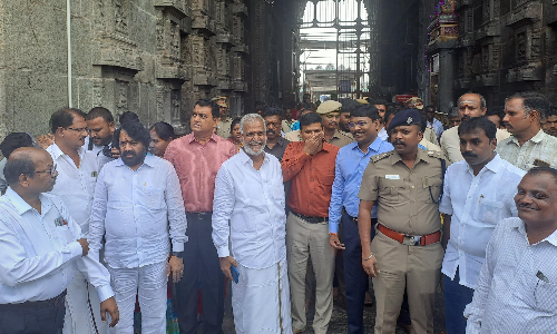திருவண்ணாமலை அருணாசலேஸ்வரர் கோவிலில் அமைச்சர் சேகர்பாபு ஆய்வு