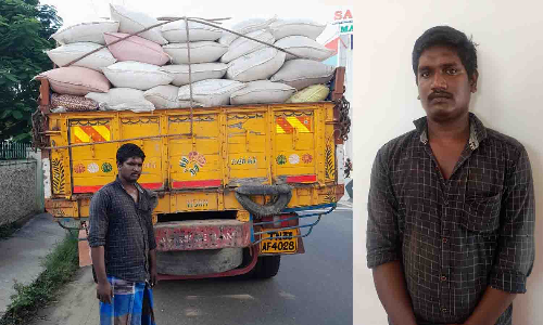 பல்லடம் அருகே 14.5 டன் கடத்தல் ரேசன் அரிசி பறிமுதல்