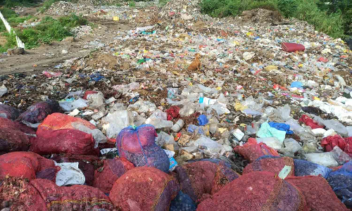 பள்ளிகொண்டா 6 வழி சாலையோரம் டன் கணக்கில் கொட்டப்படும் குப்பைகள்