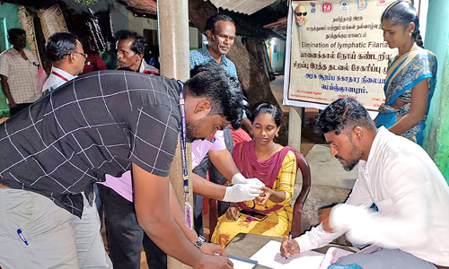 செட்டியாபத்து ஊராட்சியில் யானைக்கால் நோய் கண்டறியும் முகாம்