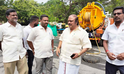 பாதாள வடிக்கால் சீரமைப்பு பணிகள்-கென்னடி எம்.எல்.ஏ.ஆய்வு