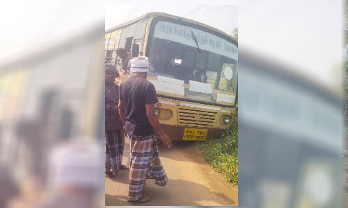 பல்லடம் அருகே  குட்டைக்குள் இறங்கிய அரசு பஸ்