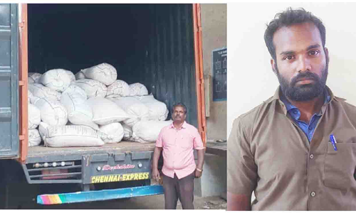 மத்தூர் அருகே  10 டன் ரேஷன் அரிசி லாரியுடன் பறிமுதல்