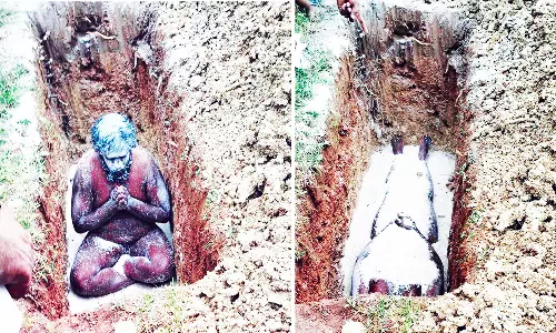 சவக்குழியில் மனைவி பிணத்தின் மீது அமர்ந்து நிர்வாண பூைஜ நடத்திய வாலிபர்