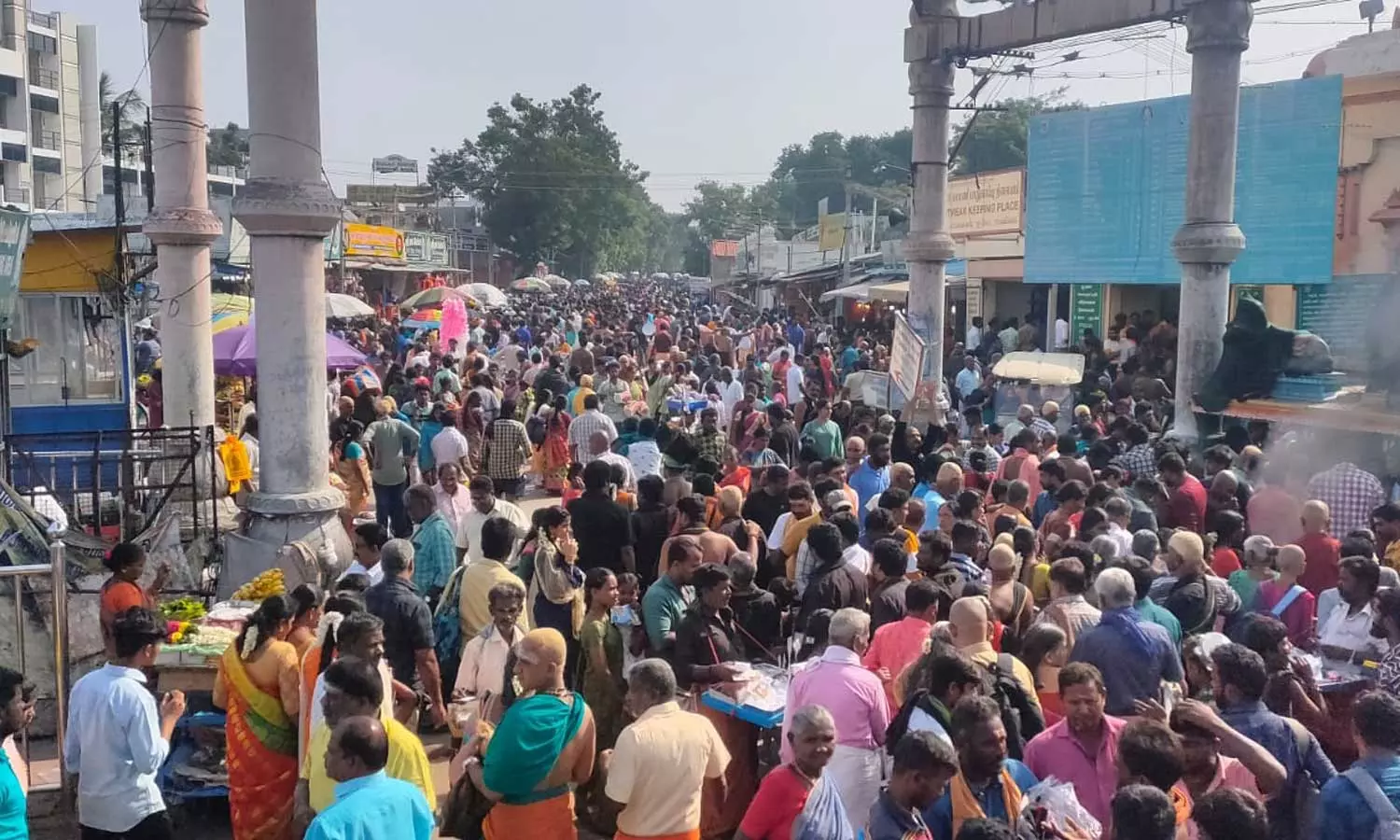 பழனி கோவிலில் திரண்ட பக்தர்கள் சாமி தரிசனத்திற்கு 3 மணிநேரம் காத்திருப்பு பழனி கோவிலில் திரண்ட பக்தர்கள் சாமி தரிசனத்திற்கு 3 மணிநேரம் காத்திருப்பு