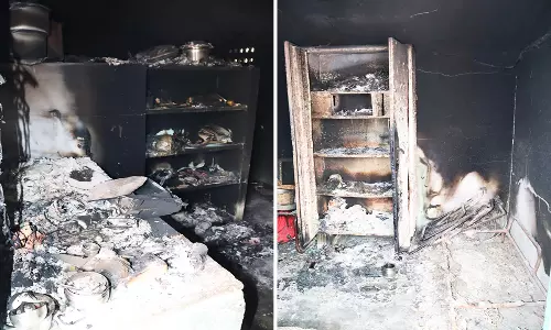 வீட்டில் நகை, பணம் கொள்ளையடித்து தீ வைத்து தப்பி சென்ற மர்ம கும்பல்