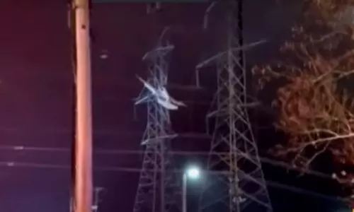 உயர்மின் கோபுரத்தில் மோதி 100 அடி உயரத்தில் தொங்கிய விமானம்