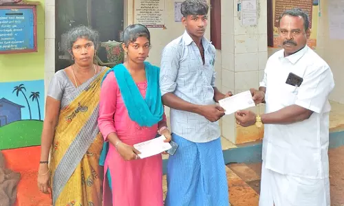 சில்லரைபுரவு ஊராட்சியில் கொரோனாவால் உயிரிழந்தவரின் குழந்தைகளுக்கு நிவாரணத் தொகை