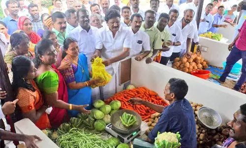 ரூ.50 லட்சம் மதிப்பில் கட்டி முடிக்கப்பட்டது: பாளையில் புதிய உழவர் சந்தை திறப்பு - முதல்-அமைச்சர் மு.க.ஸ்டாலின் காணொலி மூலம் திறந்து வைத்தார்