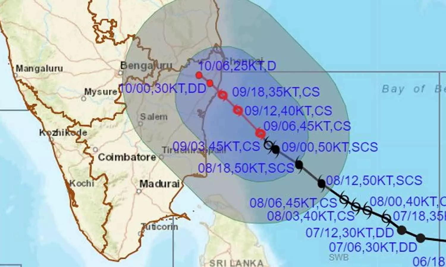 மாமல்லபுரத்திற்கு தென்கிழக்கில் 135 கி.மீ... ... மாமல்லபுரம் அருகே கரையை கடந்தது மாண்டஸ் புயல்