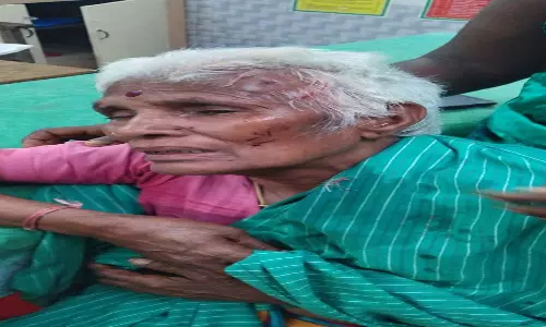 கடலூர் அருகே தொகுப்பு வீடு சிமெண்ட் காரை பெயர்ந்து விழுந்து மூதாட்டி படுகாயம்