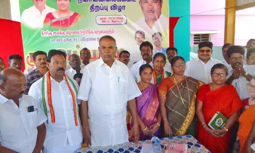 களக்காடு அருகே பகுதி நேர ரேஷன் கடை - சபாநாயகர் அப்பாவு, ரூபி மனோகரன் எம்.எல்.ஏ. திறந்து வைத்தனர்