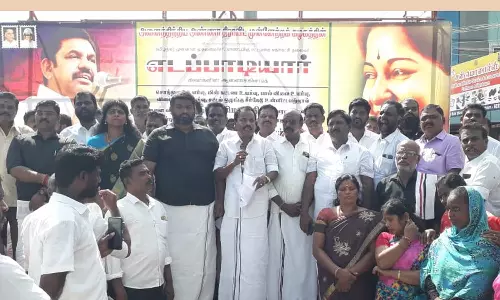முன்னாள் எம்.எல்.ஏ தனபால் தலைமையில் திமு.க அரசை கண்டித்து, அ.தி.மு.கவினர் ஆர்ப்பாட்டம்