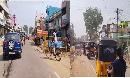 வேலூர் காகிதப்பட்டறை சாலையில் பாதாள சாக்கடை பணியால் வாகன ஓட்டிகள் கடும் அவதி