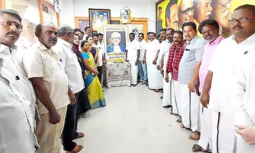 தென்காசியில்  தி.மு.க. சார்பில் பேராசிரியர் அன்பழகன் நூற்றாண்டு நிறைவு விழா