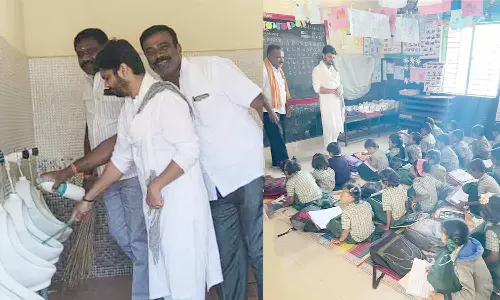 ஜுஜுவாடி அரசுப்பள்ளிக்கு பிரபல ஆன்மீக குரு வருகை