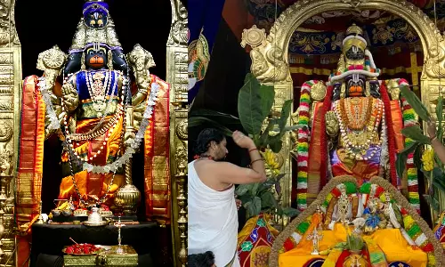 அனுமன் ஜெயந்தி விழா: 32 அடி உயர பஞ்சமுக ஆஞ்சநேயருக்கு சிறப்பு பூஜை