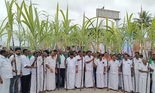 கரும்பு விவசாயிகள் ஆர்ப்பாட்டத்தில் எம்.எல்.ஏ. பங்கேற்பு