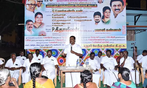 விளாத்திகுளம் அருகே  பேராசிரியர் நூற்றாண்டு நிறைவு விழா பொதுக்கூட்டம் - மார்க்கண்டேயன் எம்.எல்.ஏ. பங்கேற்பு
