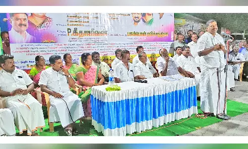 விளாத்திகுளம் அருகே பேராசிரியர் அன்பழகன் நூற்றாண்டு நிறைவு விழா பொதுக்கூட்டம்- மார்க்கண்டேயன் எம்.எல்.ஏ. பங்கேற்பு