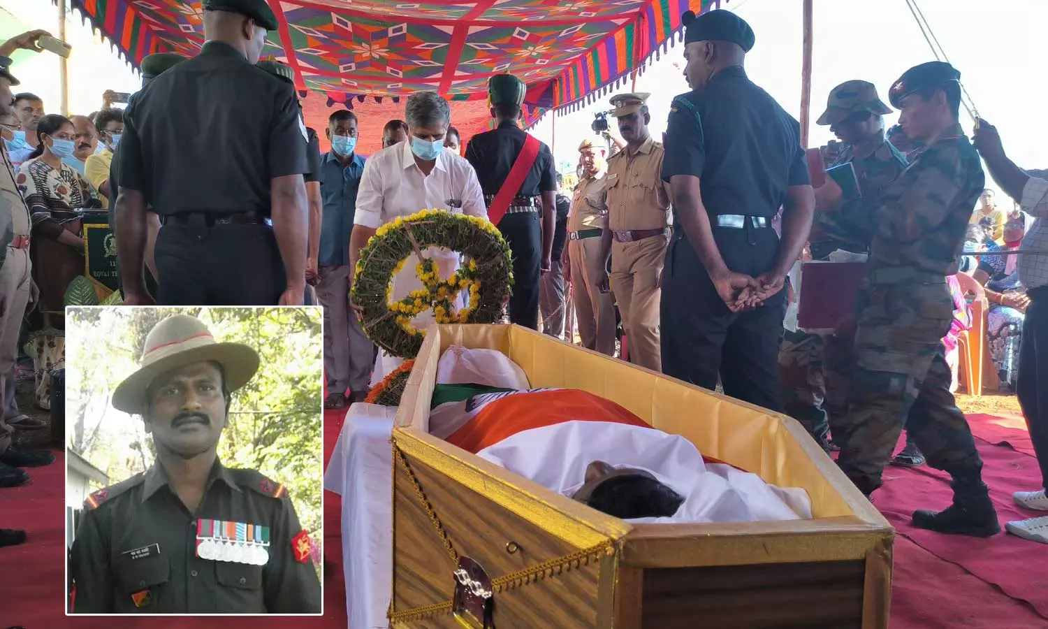 சிக்கிமில் உயிரிழந்த ராணுவ வீரரின் உடல் இன்று கோவையில் அடக்கம்- 21 குண்டுகள் முழங்க அரசு மரியாதை
