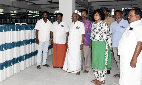 மின்னணு வாக்குப்பதிவு பாதுகாப்பு அறையில் ஆய்வு