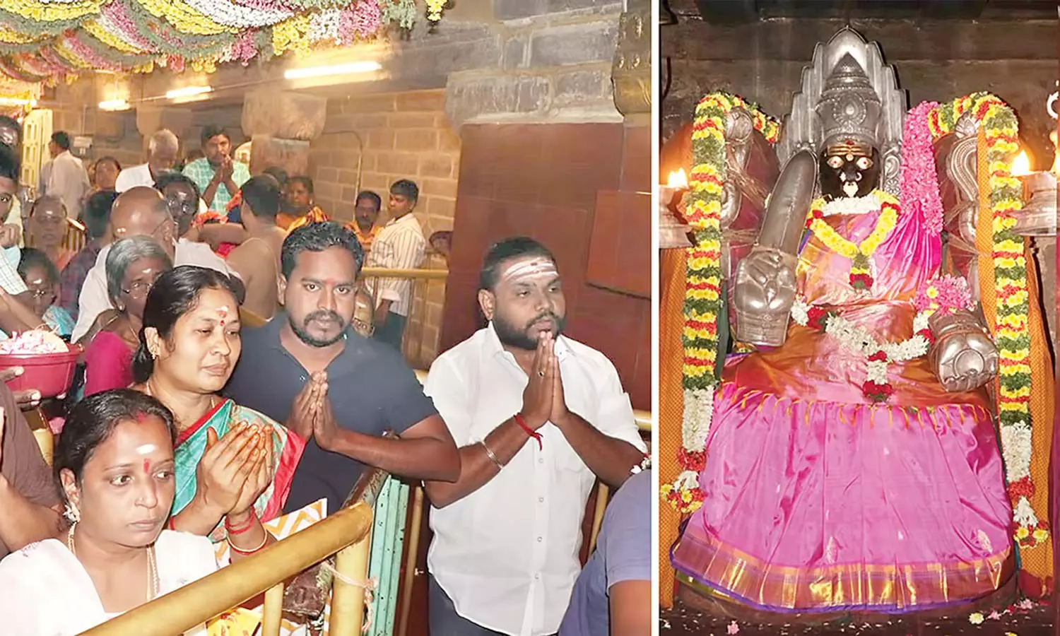 புத்தாண்டையொட்டி புன்னைநல்லூர் மாரியம்மன் கோவிலில் குவிந்த பக்தர்கள் புத்தாண்டையொட்டி புன்னைநல்லூர் மாரியம்மன் கோவிலில் குவிந்த பக்தர்கள்