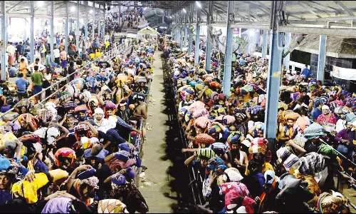 சபரிமலையில் 10 மணி நேரம் காத்திருந்து தரிசனம் செய்யும் பக்தர்கள்