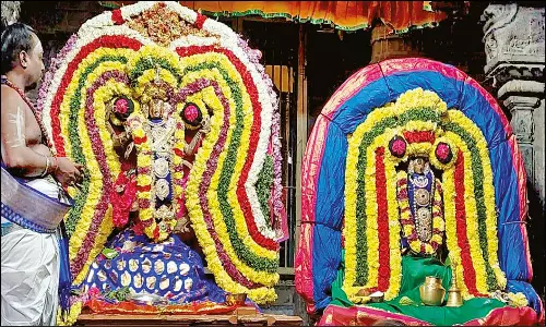 திருநள்ளாறு சனீஸ்வரன் கோவிலில் தீர்த்தவாரி: திரளான பக்தர்கள் சாமி தரிசனம்