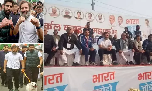 யாத்திரை நடுவே கபடி போட்டியை கண்டு களித்த ராகுல்காந்தி